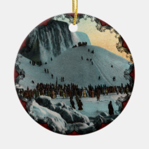 Vintage Niagara Falls Eisschmuck Keramik Ornament