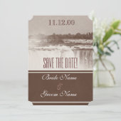 Vintage Niagara Falls Hochzeit einladen Save The Date (Stehend Vorderseite)
