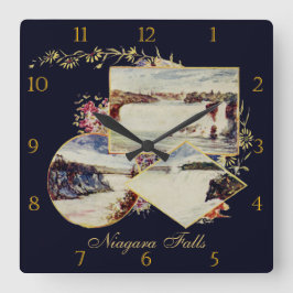 Vintage Niagara- Fallsmalereien kundenspezifisch Quadratische Wanduhr