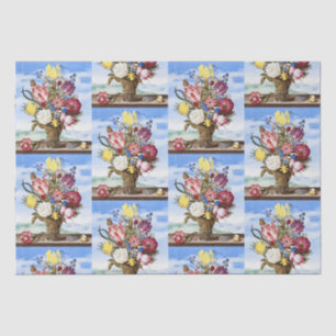 Vintage niederländische Blumen-Stillleben aus dem Seidenpapier