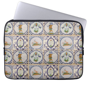 Vintage niederländische Delfter Fliesen 17. Jahrhu Laptopschutzhülle