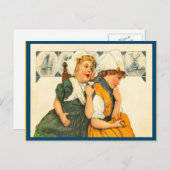 Vintage niederländische Mädchen auf Zuhause Postkarte (Vorne/Hinten)