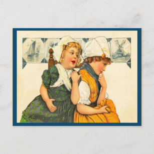 Vintage niederländische Mädchen auf Zuhause Postkarte