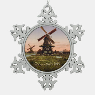 Vintage niederländische schneeflocken Zinn-Ornament