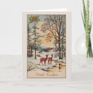 Vintage niederländische Vroolijk-Weihnachtskarte Feiertagskarte