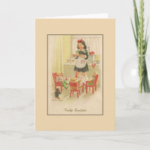 Vintage niederländische Vroolijk-Weihnachtskarte Feiertagskarte