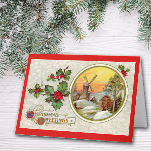 Vintage niederländische Weihnachtsgrußkarte Feiertagskarte