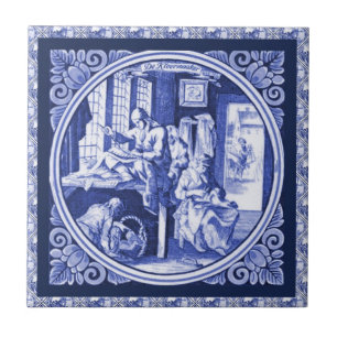 Vintage niederländisches Blau-Delfter Fliesen-Desi Fliese