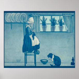 Vintage niederländisches Design, 1905 Mädchen beim Poster