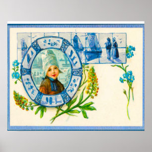 Vintage niederländisches Design, 1905 Mädchen mit Poster