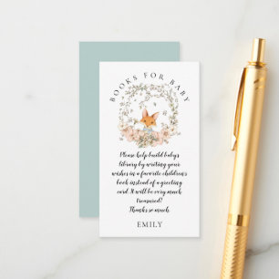 Vintage Niedlich Fox Foliage Books Baby Boy Dusche Begleitkarte