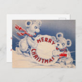 Vintage Niedliche Bären Snowball Frohe Weihnachten (Vorne/Hinten)