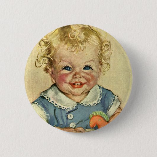 Vintage Niedliche Blonde skandinavische Baby Boy o Button (Vorderseite)
