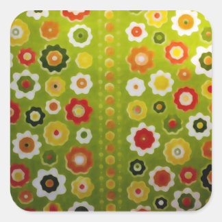 Vintage Niedliche Blume Power Retro-Hintergrund Quadratischer Aufkleber