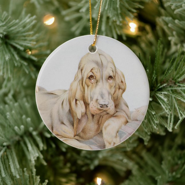 Vintage Niedliche Bluthunde, Welpenhunde von EJ De Keramik Ornament (Baum)
