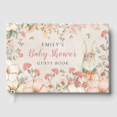 Vintage Niedliche Bunny Florals Baby Dusche Gästebuch (Vorderseite)