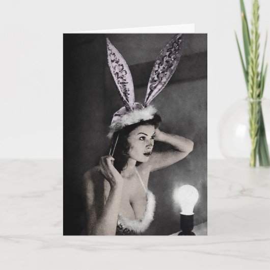 Vintage Niedliche Bunny Girl Osterkarte Feiertagskarte (Vorderseite)