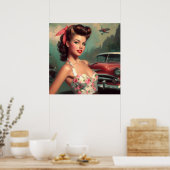 Vintage Niedliche Button-Up-Malerei Poster (Küche)