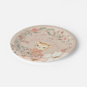 Vintage Niedliche Cat Blume Girl Blush Kinderdusch Pappteller (Schrägansicht)