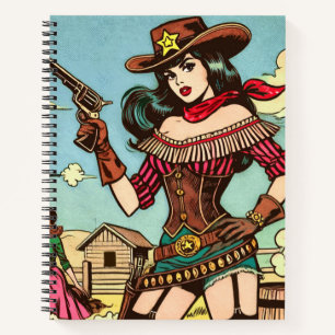 Vintage Niedliche Cowgirl-Comicen Notizblock