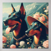 Vintage Niedliche Doberman-Malerei Poster (Vorne)