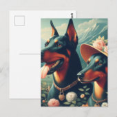 Vintage Niedliche Doberman-Malerei Postkarte (Vorne/Hinten)