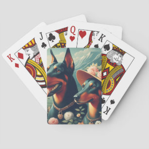 Vintage Niedliche Doberman-Malerei Spielkarten