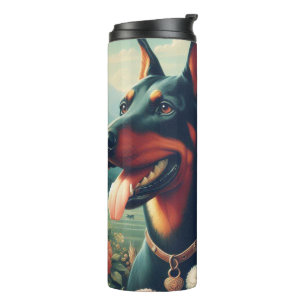 Vintage Niedliche Doberman-Malerei Thermosbecher