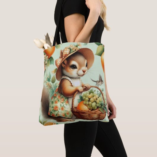 Vintage Niedliche Eichhörnchenmalerei Tasche (Von Nahem)