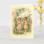 Vintage Niedliche Engel Weihnachtsnachricht Karte (Gelbe Blume)