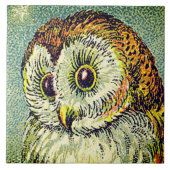 Vintage niedliche Eule-Abbildung Fliese (Vorderseite)