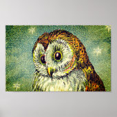 Vintage niedliche Eule-Abbildung Poster (Vorne)