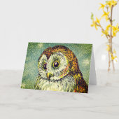 Vintage niedliche Eule-Illustration Sternenhimmel Karte (Gelbe Blume)