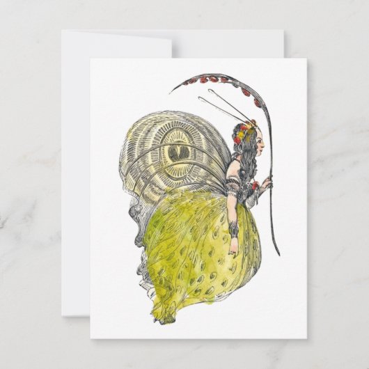 Vintage Niedliche Fantasy Butterfly Fairy mit Flüg (Vorderseite)