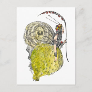 Vintage Niedliche Fantasy Butterfly Fairy mit Flüg Postkarte