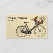 Vintage Niedliche französische FahrradBlume | Flor Visitenkarte (Vorderseite)