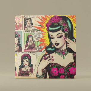 Vintage Niedliche Girl-Comicen Fliese