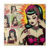 Vintage Niedliche Girl-Comicen Fliese (Vorderseite)