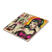 Vintage Niedliche Girl-Comicen Fliese (Seite)