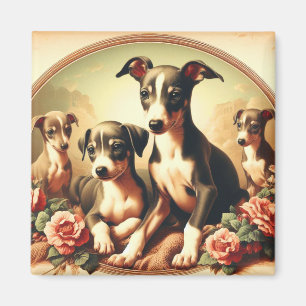 Vintage Niedliche Greyhound-Malerei Magnet