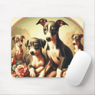 Vintage Niedliche Greyhound-Malerei Mousepad
