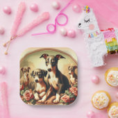 Vintage Niedliche Greyhound-Malerei Pappteller (Party)