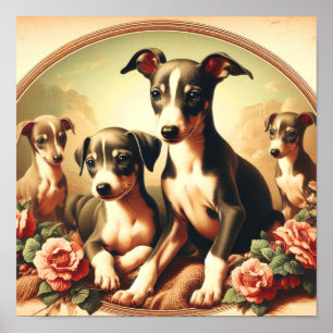 Vintage Niedliche Greyhound-Malerei Poster