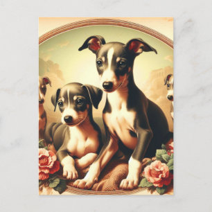 Vintage Niedliche Greyhound-Malerei Postkarte