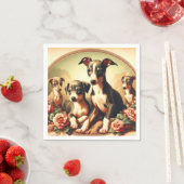 Vintage Niedliche Greyhound-Malerei Serviette (Beispiel)
