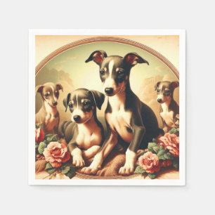 Vintage Niedliche Greyhound-Malerei Serviette