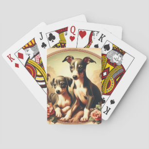 Vintage Niedliche Greyhound-Malerei Spielkarten