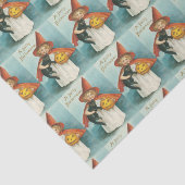 Vintage Niedliche Hexe mit Katzenpapier Seidenpapier (Ausschnitt)