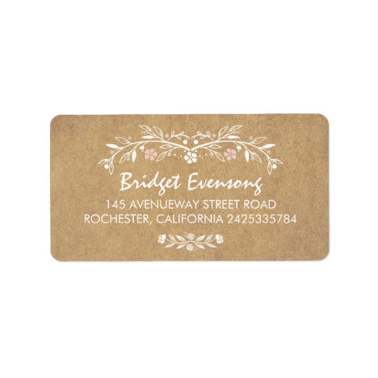 Vintage Niedliche Hochzeit mit Flora Adressaufkleber (Vorne)