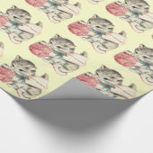 Vintage Niedliche Kätzchen Geburtstagswrapping Pap Geschenkpapier (Ecke)